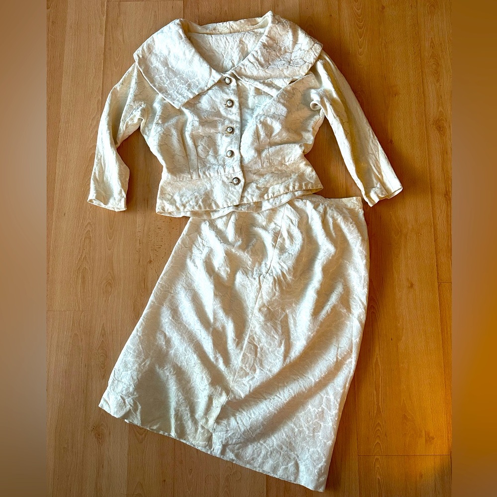 Vintage Windsor Dress cream suit skirt set XS - as is